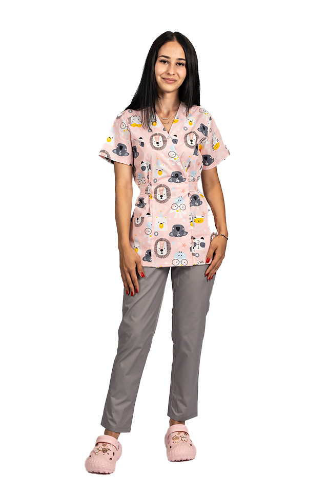 Oroszlános kimonó orvosi köpeny két foltzsebbel Oroszlános kimonó orvosi köpeny két foltzsebbel