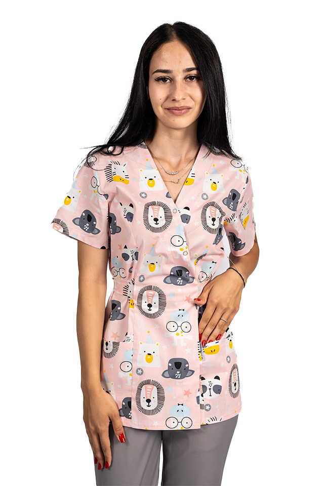 Oroszlános kimonó orvosi köpeny két foltzsebbel Oroszlános kimonó orvosi köpeny két foltzsebbel