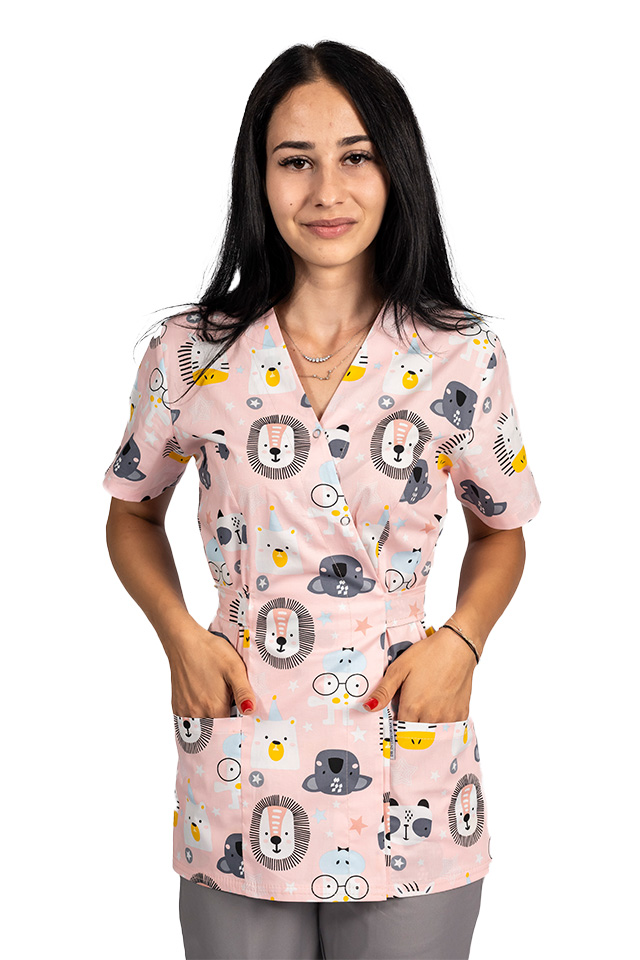 Oroszlános kimonó orvosi köpeny két foltzsebbel Oroszlános kimonó orvosi köpeny két foltzsebbel