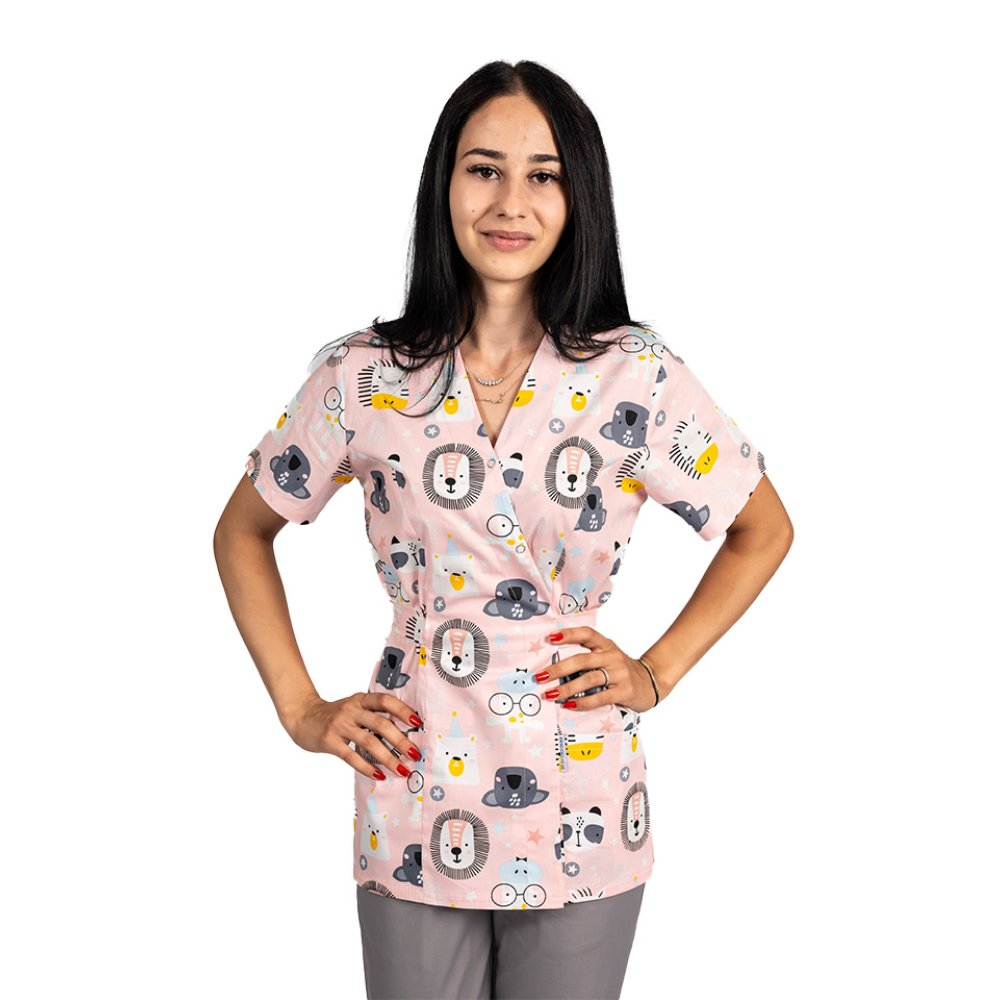 Oroszlános kimonó orvosi köpeny két foltzsebbel Oroszlános kimonó orvosi köpeny két foltzsebbel