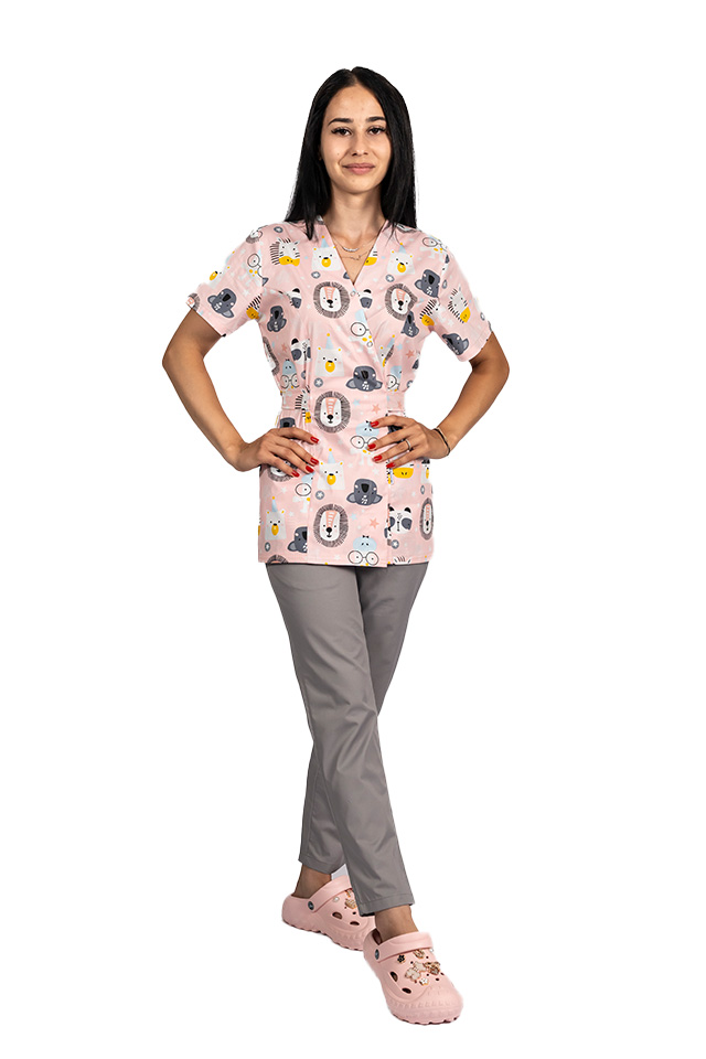 Oroszlános kimonó orvosi köpeny két foltzsebbel Oroszlános kimonó orvosi köpeny két foltzsebbel