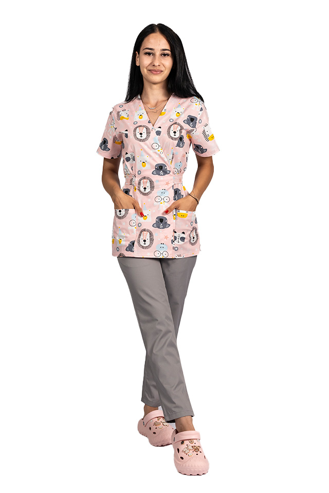 Oroszlános kimonó orvosi köpeny két foltzsebbel Oroszlános kimonó orvosi köpeny két foltzsebbel