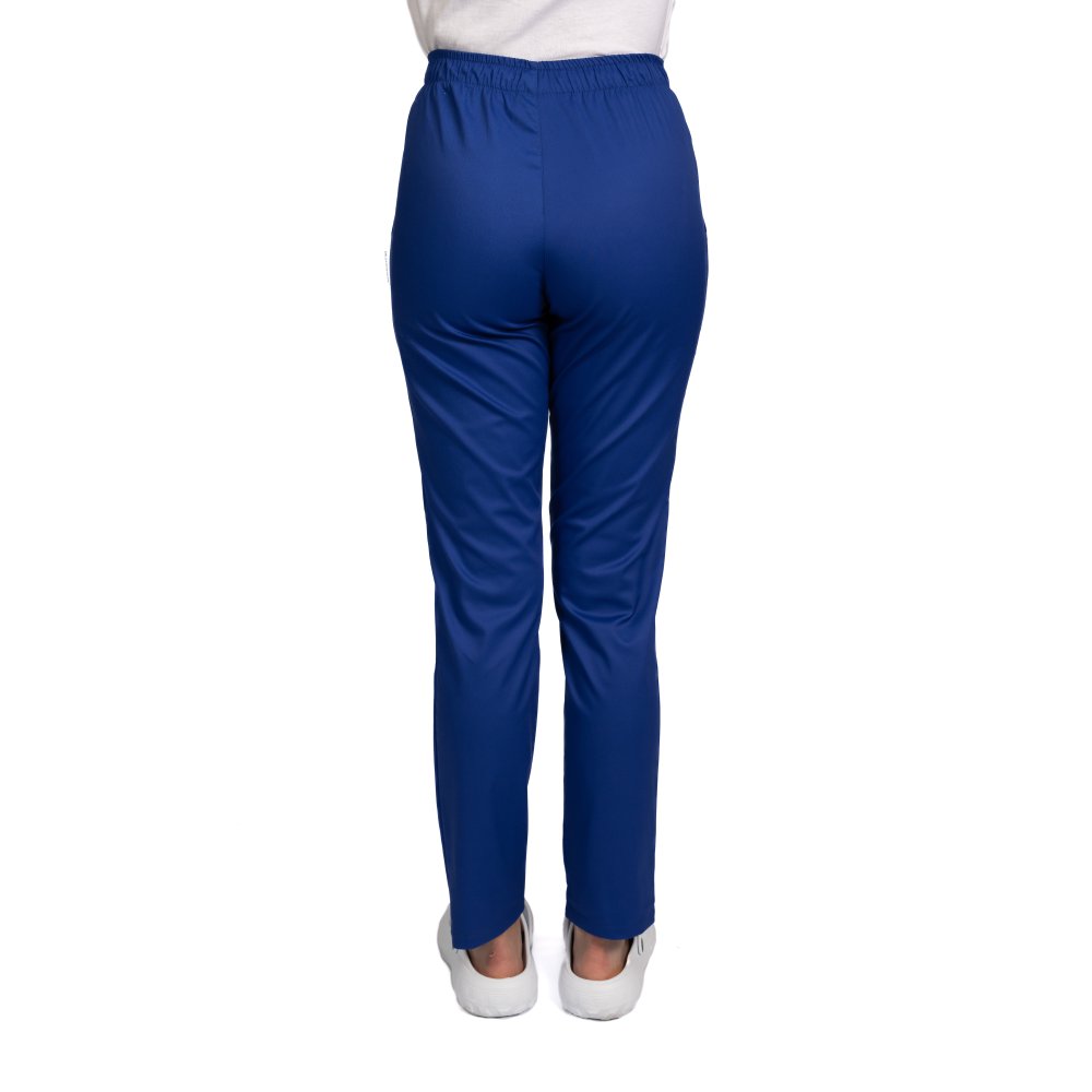 Kék orvosi nadrág gumírozással és két oldalzsebbel