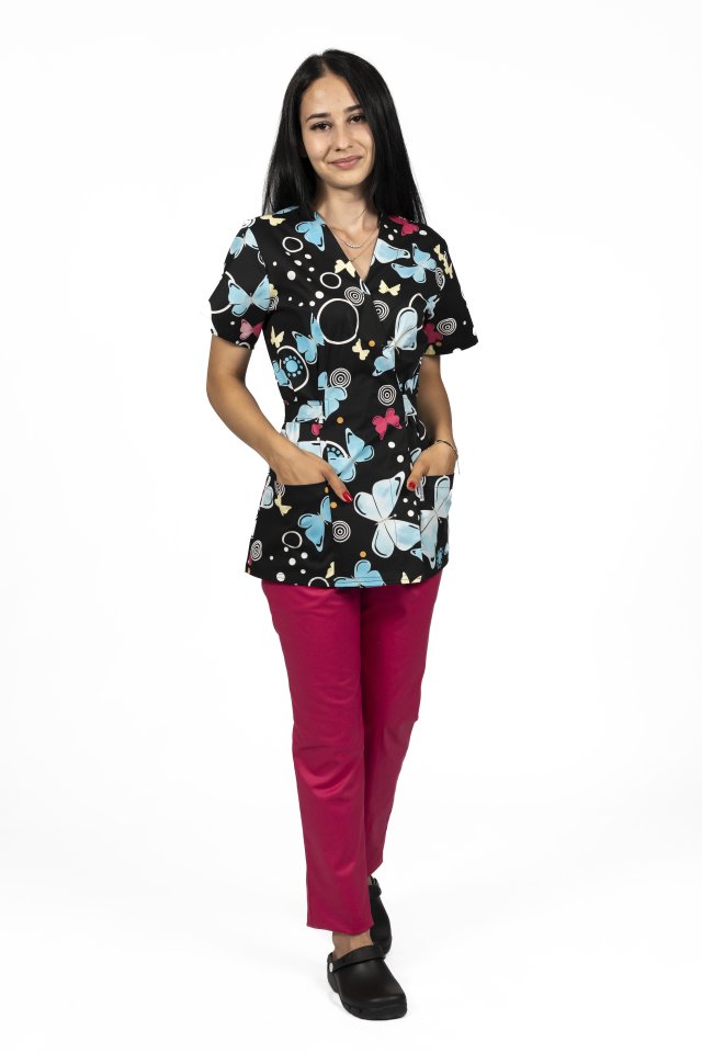 Blackbutterfly kimonó orvosi köpeny két foltzsebbel 