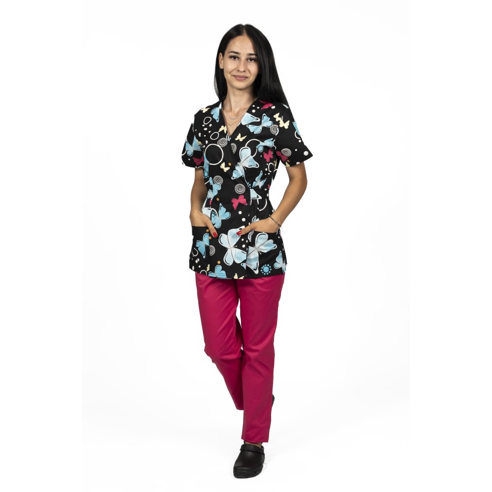 Blackbutterfly kimonó orvosi köpeny két foltzsebbel 