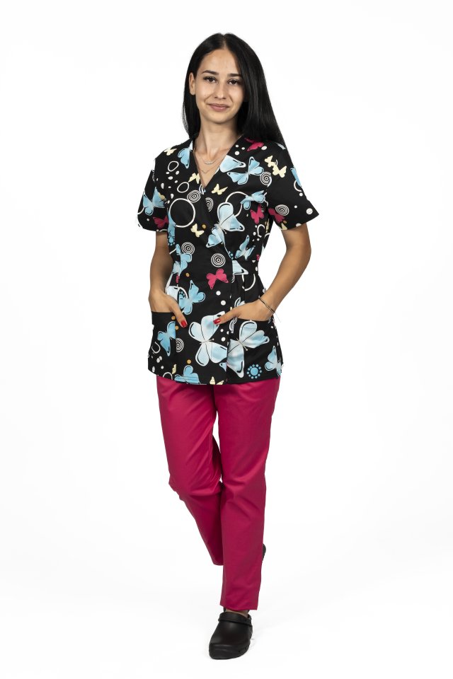 Blackbutterfly kimonó orvosi köpeny két foltzsebbel 