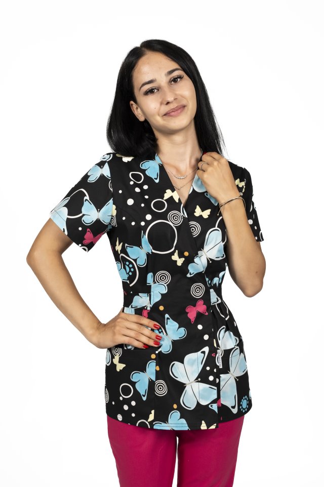 Blackbutterfly kimonó orvosi köpeny két foltzsebbel 