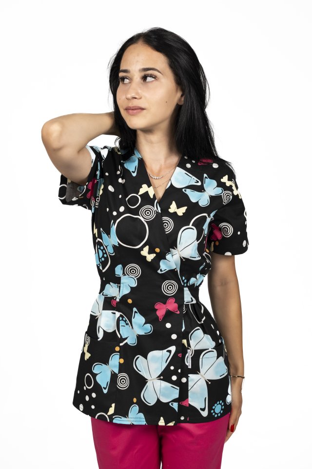 Blackbutterfly kimonó orvosi köpeny két foltzsebbel 