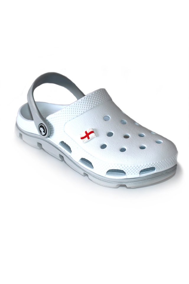 Fehér és szürke professzionális orvosi klumpa EVA habból - unisex modell, rátétekkel