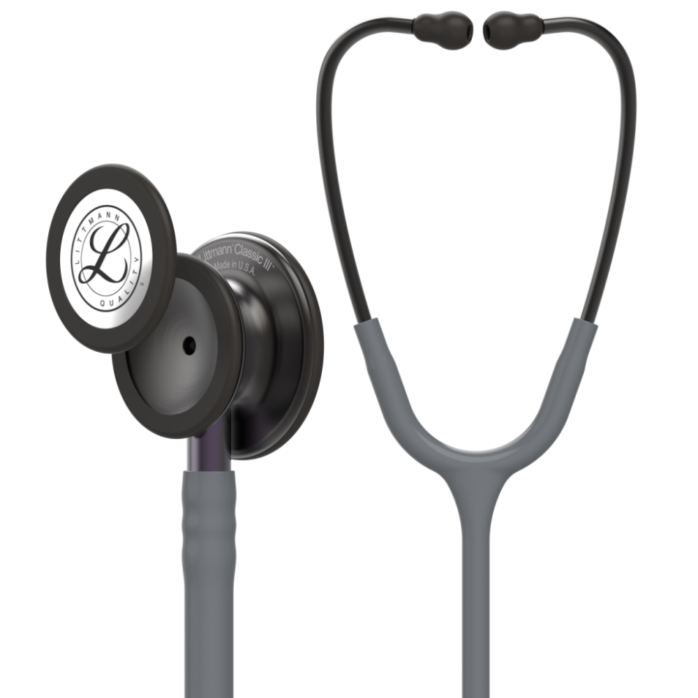 3M Littmann sztetoszkóp szürke-fekete színben, Classic III orvos egyenruhás