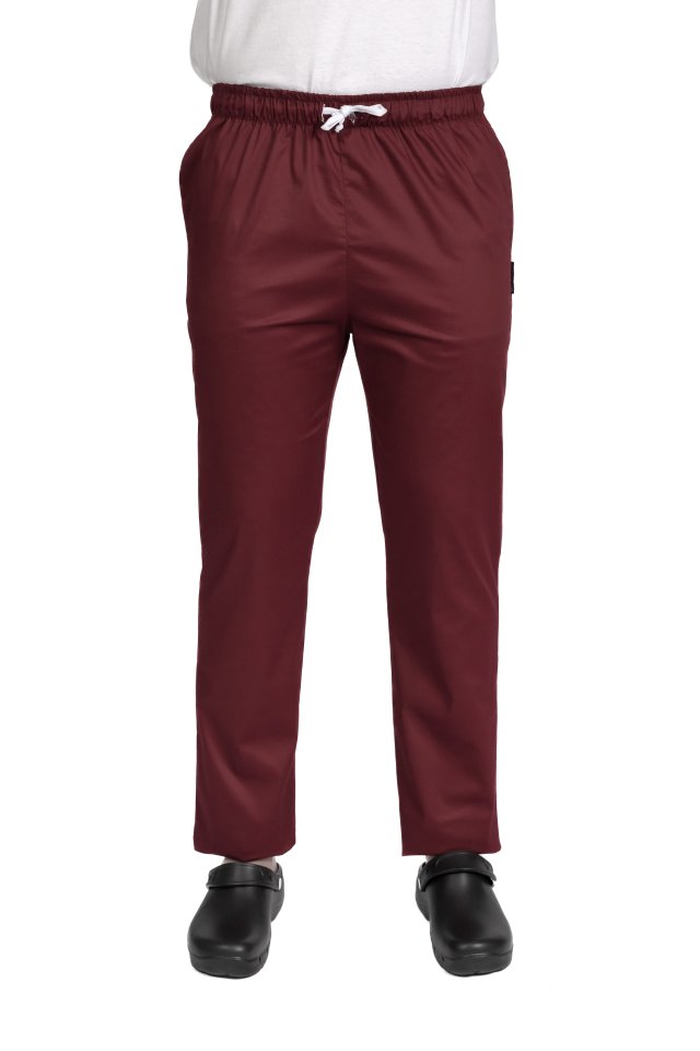 Férfi sötétszürke, elasztánnal készült orvosi nadrág, derekán húzózsinórral és két oldalsó zsebbel.