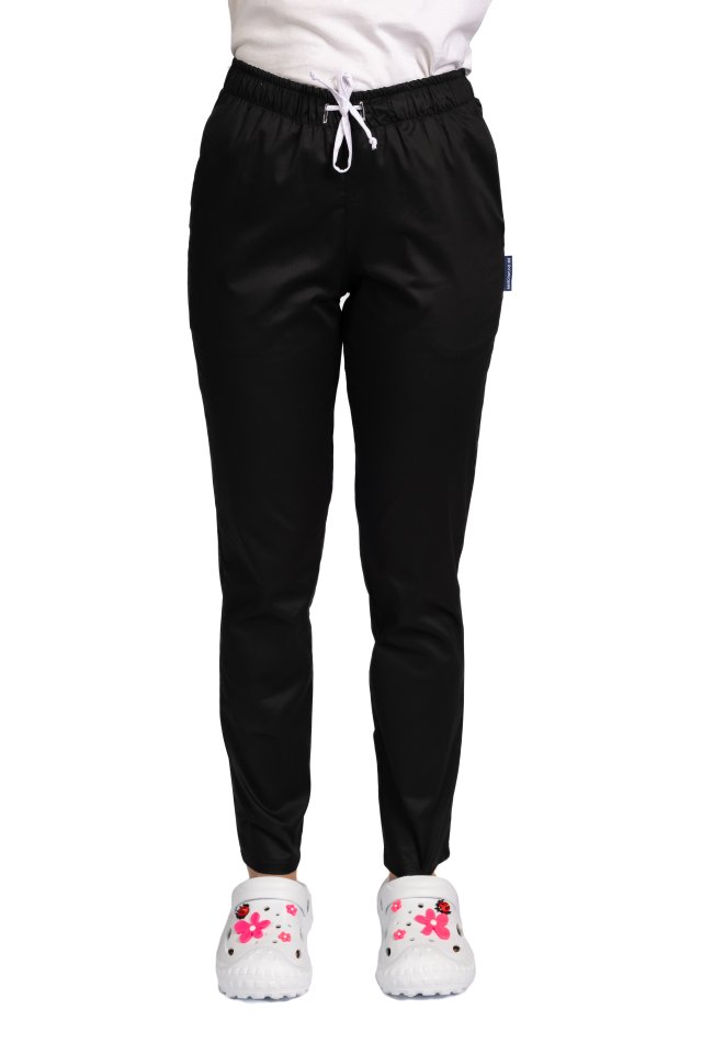 Fekete orvosi nadrág elasztikus és két oldalzsebbel