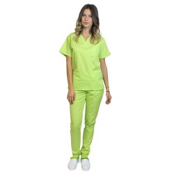  Lime orvosi öltöny V-alakú horgonyblúzzal és elasztikus lime nadrággal