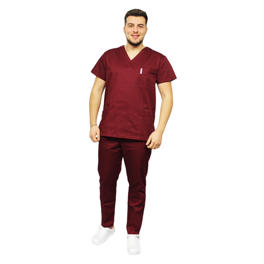 Uniszex gránát színű férfi orvosi ruha