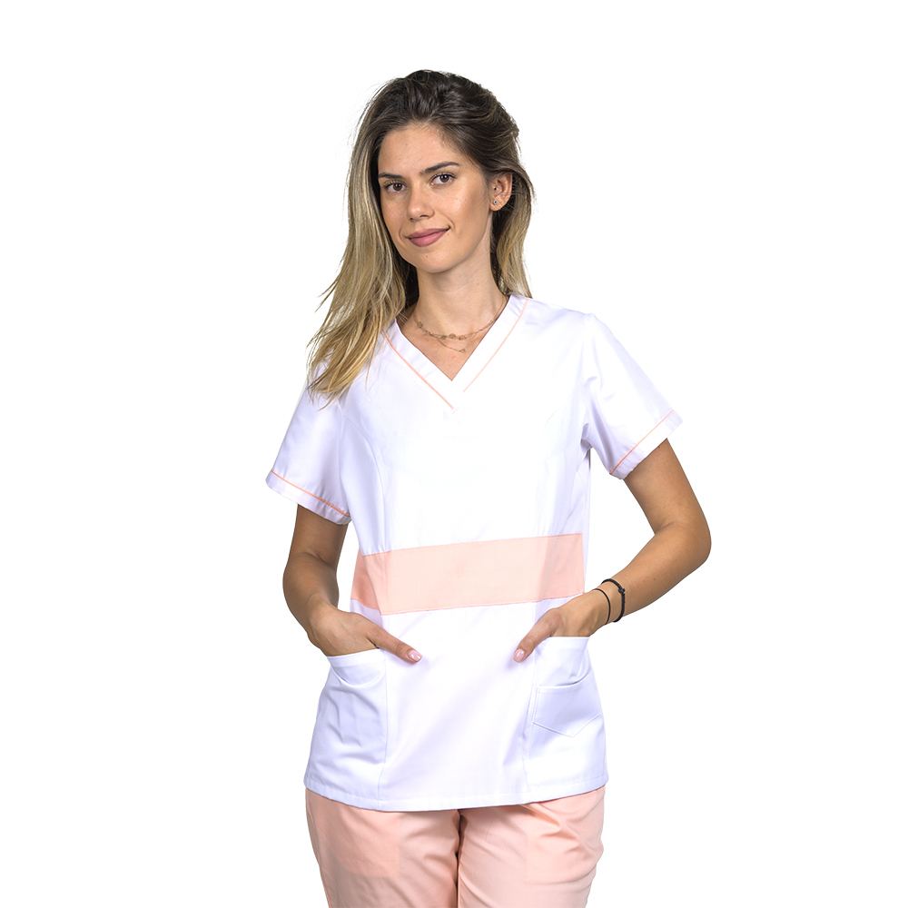  Fehér, barackszínű női orvosi ruha, Sofia modell