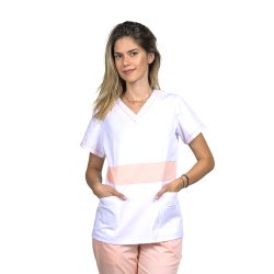  Fehér, barackszínű női orvosi ruha, Sofia modell