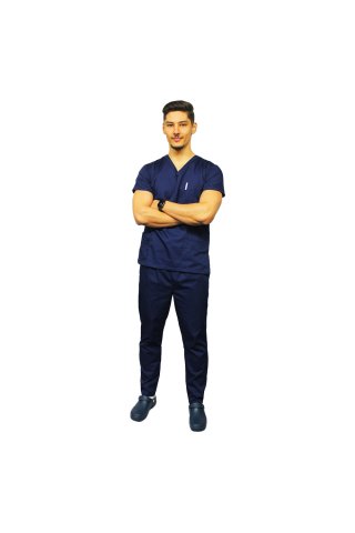 Uniszex kék férfi orvosi ruha, sötétkék