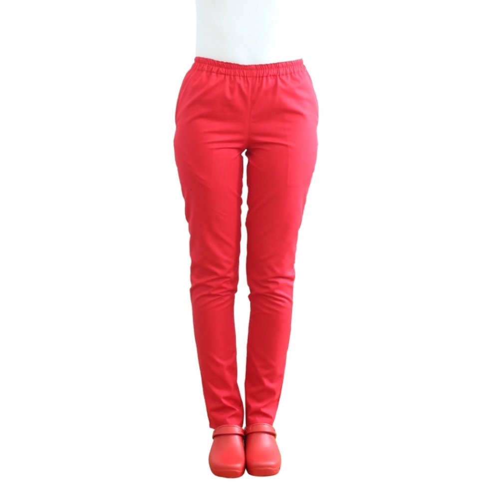  Piros orvosi nadrág gumírozással és két oldalzsebbel