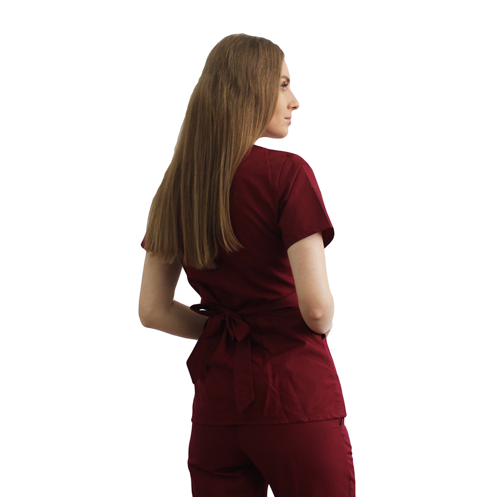 Grena orvosi öltöny, kimonó típusú blúzzal és gumírozott nadrággal