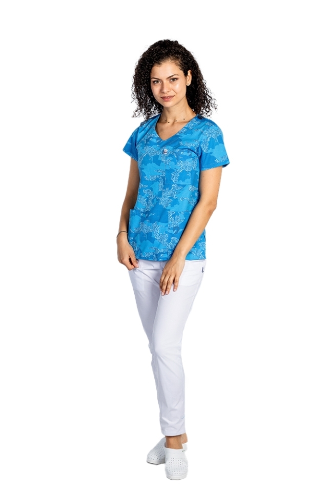 OUTLET Blue Army nyomott orvosi ruha három foltos zsebbel