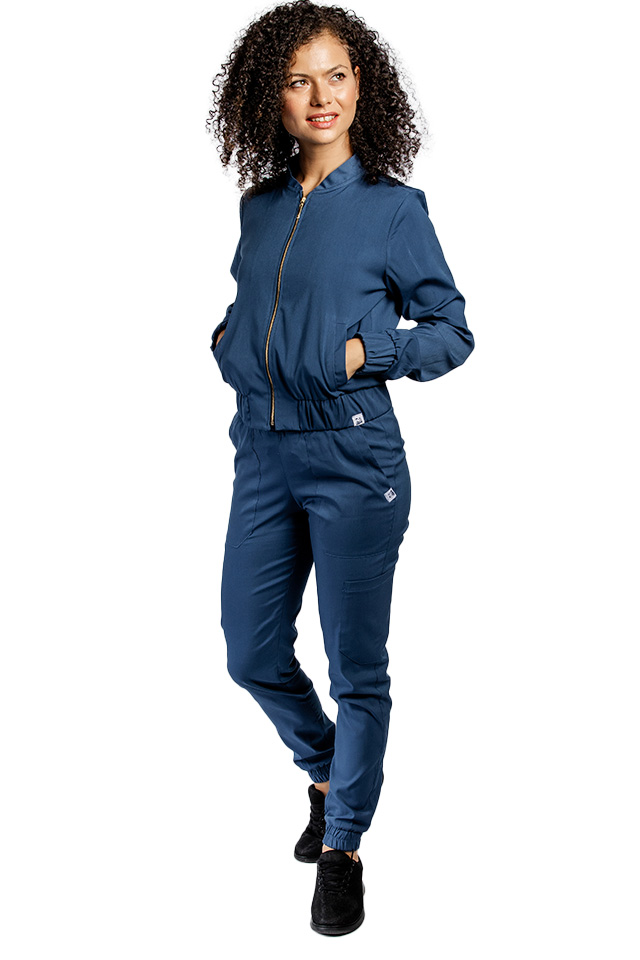 Stretch anyagú, farmer stílusú bomber kabát – két praktikus zsebbel és cipzáras záródással