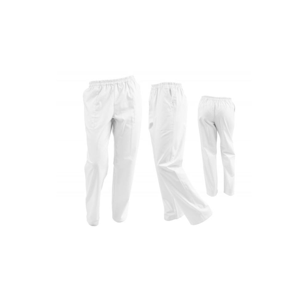  Fehér uniszex HORECA nadrág elasztikus és két oldalzsebbel