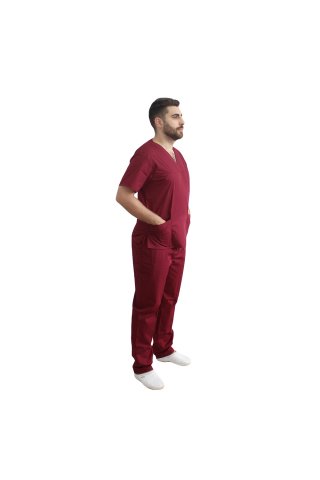 Uniszex gránát színű férfi orvosi ruha
